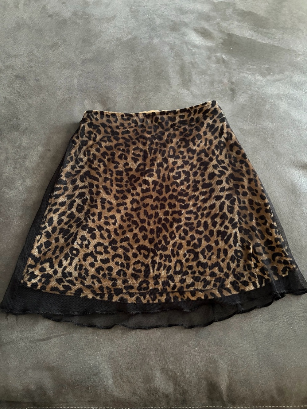 Girls Size 7/8 Leopard Print Mesh Layered Ruffle Skirt Animal Print